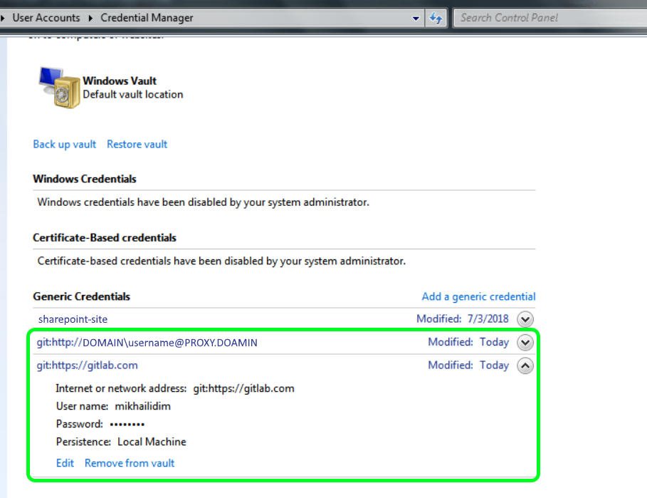 git reset credentials