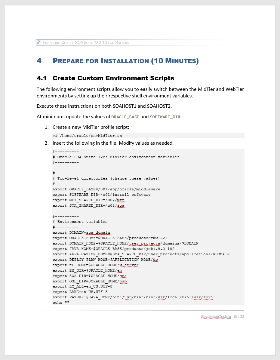 My template for technical installation documents