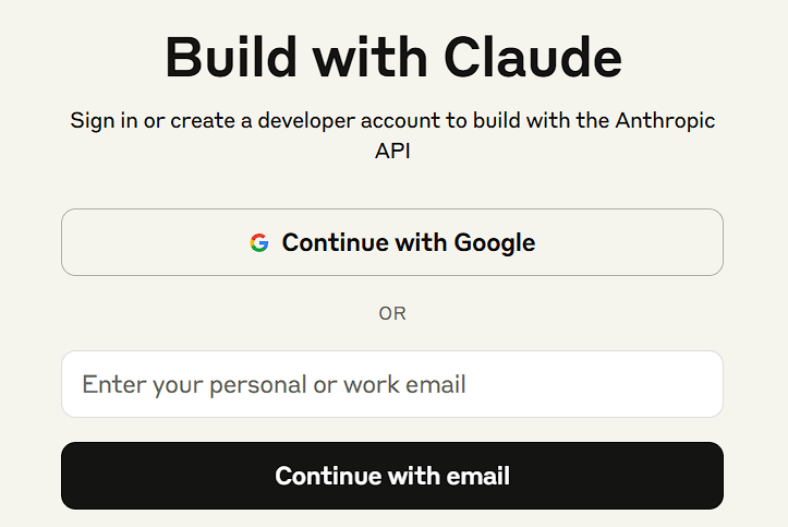 Creating an API key on Anthropic